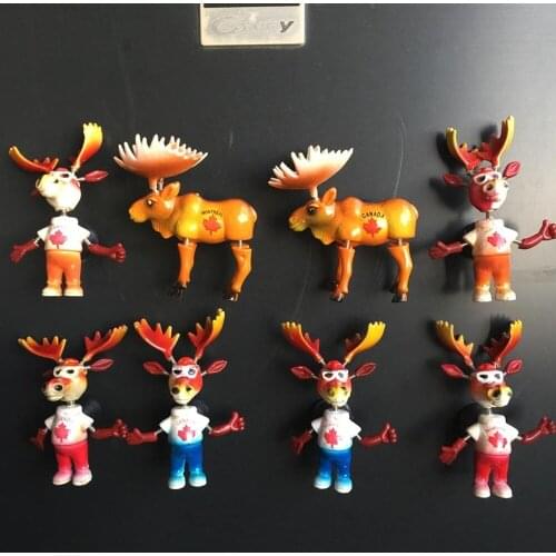 BABELEMI Cute Handmade Painted Canada 3D PVC Animal Fridge Magnet Cartoon Elk Refrigerator Tourism Souvenir Collectibles Gift