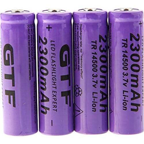 GTF New 14500 Battery 2300mAh 3.7v Li-ion Rechargeable Batteries AA Battery For LED Flashlight Torch Headlamp Mouse Bateria Cell