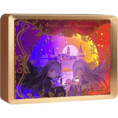 Free Shipping Paper Cut Light Box 7 Sheet Anime Poster Night Table Lamp Usb Led Lights Christmas DIY Crafts Girl Birthday Gifts