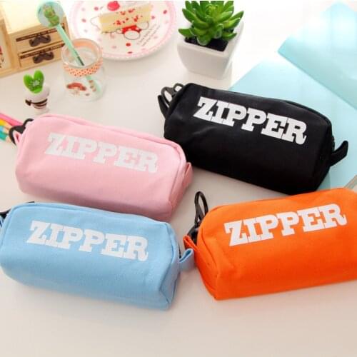 Big zipper pencil bag Canvas zip school pen pencil case Stationery organizer Storage bag pencilcase Office supplies
