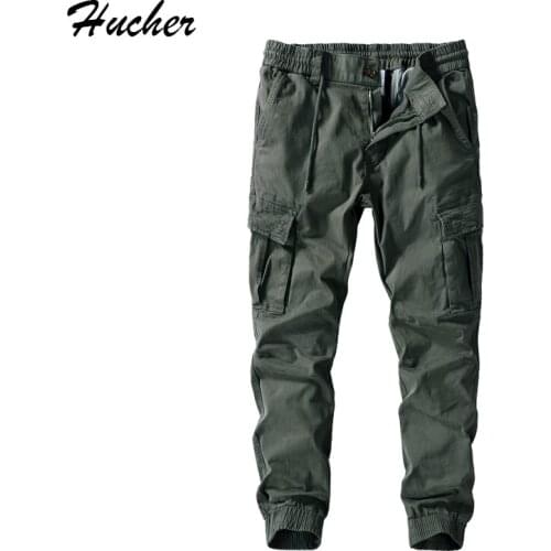 Huncher Mens Multi Pockets Cargo Pants Men 2021 Spring Classic Trousers Joggers Military Tactical Slim Fit Green Pants For Men