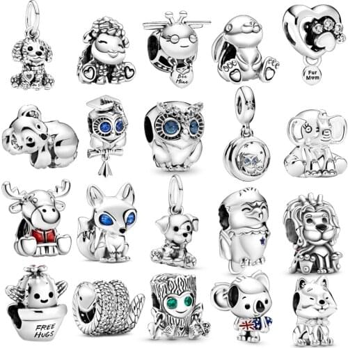 2021 925 Sterling Silver animal Ellie the Elephant Charms Beads Bracelet Fit Original Pandora Bracelet DIY Jewelry For Women