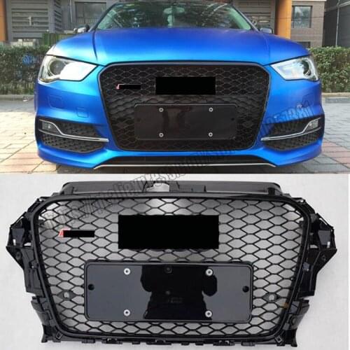 For Audi A3 S3 8V 2013 2014 2015 2016 Front Grill Honeycomb RS3 Style Gloss Black