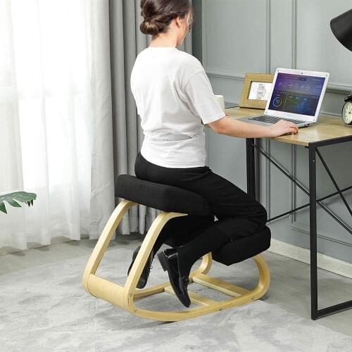 Home Office Ergonomic Kneeling Chair Rocking Balancing Wood Comfortable Kneel Stool for Improving Posture Relieve Knee Pressur