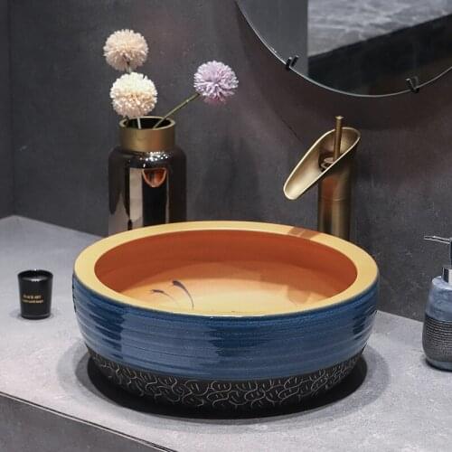 European Ceramic sink Art Washbasin glazed ceramic wash basin bathroom sink