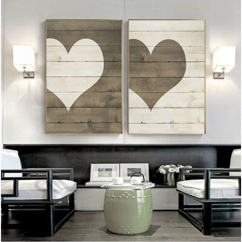 Farmhouse Heart Posters Wooden Heart Sign Canvas Painting Valentines Day Prints Wall Art Pictures For Living Room Home Decor