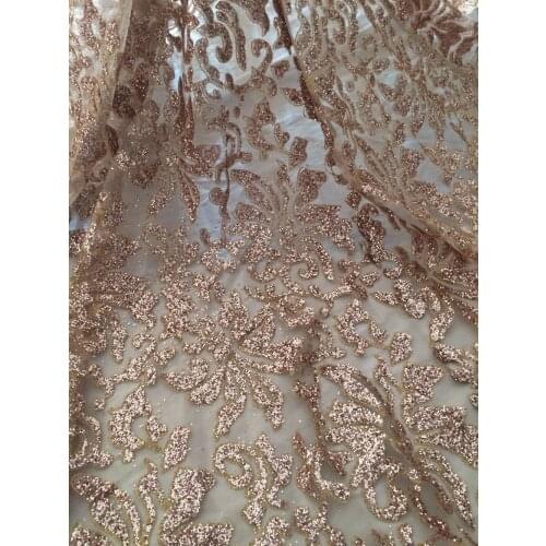 SYJ-8313 French Net Lace fabric for evening dress hot sale glued glitter French tulle Material Net Lace fabric