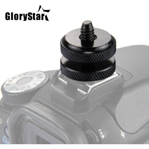 GloryStar Pro 1/4" 3/8 inch Dual Nuts Tripod Mount Screw Black To Flash Hot Shoe Adapter For Camera Studio Accessory