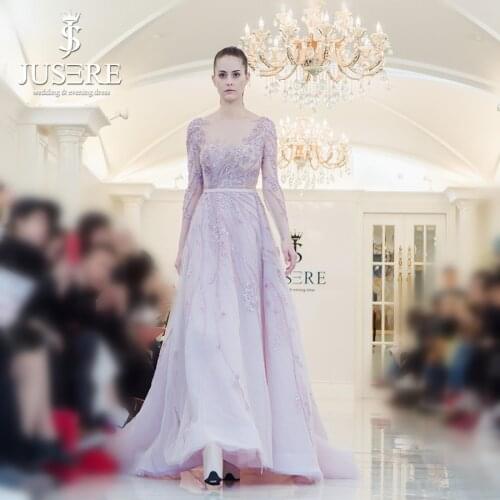 Jusere 2018 Couture Handmade Beading Evening Dresses V Neck Illusion Bodice Stock Formal Gowns Fast Shipping