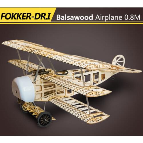 Classic RC Plane Fokker DR1 Balsa Wood Airplane Model 0.8M Wingspan 4CH Electric Powered Remote Control Airplanes Building Kits