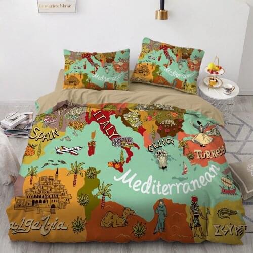 3D Duvet Cover Set Comforter Case Quilt Covers Bedding Set King Queen Double Single Size Sailing Pattern Camel Home Textile