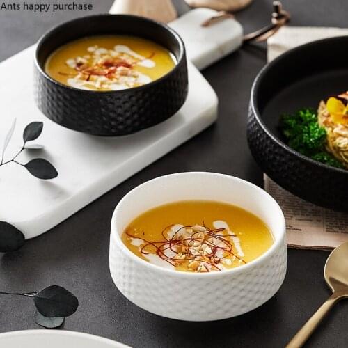 Creative Frosted Black White Dinner Plate Cooking Dishes Soup Bowl Salad Fruit Plate Tableware Set Kitchen Utensils Porcelain