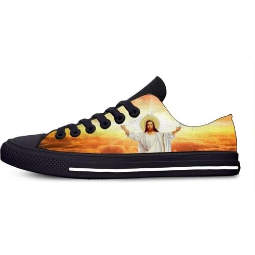 Christian God Lord Jesus Christ Religion Fashion Casual Cloth Shoes Low Top Lightweight Breathable 3D Print Men Women Sneakers