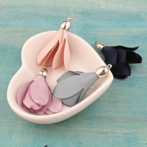 Trendy Jewelry Tassel Charms 40pcs 10pcs fabric Floral Ornament Accessories DIY Phone Chain Keyring Necklace Charm Pendant Craft