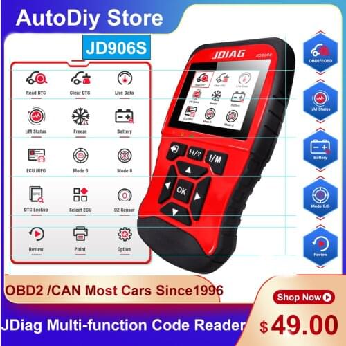 JDiag JD906S Muti-function Code Reader OBD2 Diagnostic Tools Car Scanner Read Erro/Faults Battery Tester For All Windows System