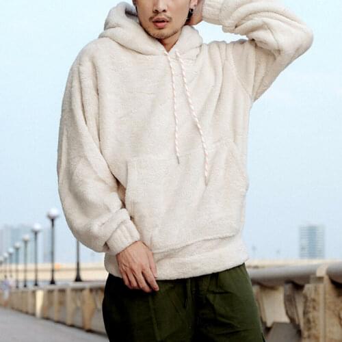 2021 Hot Sale Autumn And Winter New Fashion MenS Warm Hoodie Men Casual Fleece Hooded Sweatshirt Lamb Wool Pullover Jacket Top