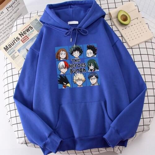 New Comfortable Casual Tops The Heroes Bunch My Hero Academia Print Men Hoodie Warm Brand MenS Hoodies Oversized Winter Hoody