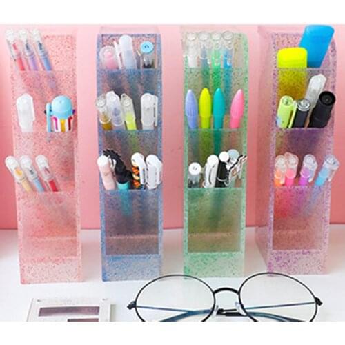 Desktop Pen Storage Box 4 Grids Cosmetic Jewelry Organizer Holder for Office