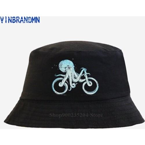 Latest popularity Cartoon Octopus Bike Bucket hats Cool Funny Inspired Graphic Fishing hats Comfortable Cotton Hip Hop mesh hats