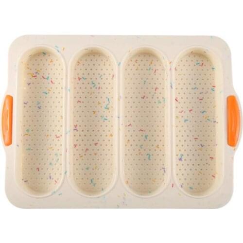 2021 New 4-slot Open Silicone Bread Mold Non-Stick Bread Silicone Mould French Baguette Mold Baking Pans For Kitchen Baking Tool