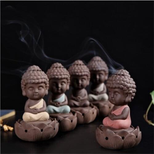Backflow Incense Burner Ceramic Little Monk Stick Incense Holder Home Decor Aromatherapy Buddha Censer Ceramic Aromatherapy
