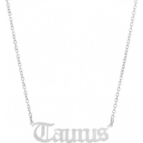 New Stainless Steel Necklace Silver Color Sign Of 12 Constellations Hollow Connector Chain Necklace Jewelry Gift 45cm Long, 1 PC