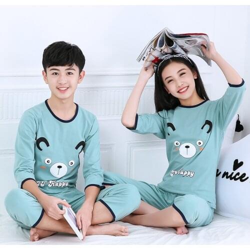 Autumn Boys Girls Pajamas Children Sleepwear Cotton Pyjamas Kids Cartoon Pijamas Teenage Girls Clothes Sets For 6 8 12 16 Years