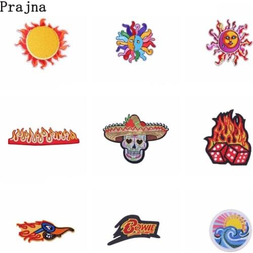 Flame DIY Patch Embroidered Patches for Clothing Iron on Patches on Clothes Applique DIY Stickers Sewing Stripe Badges Decor