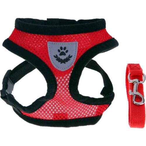 Dog Adjustable Harness Vest Mesh Cloth Walking Lead Leash Puppy Mesh Harness for Pets One-handed Lock Training Lead