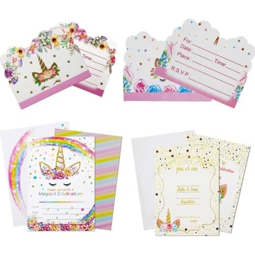 Unicorn Invitations Card Unicornio Party Happy Birthday Party Decorations Kids Party Favors Invitation Cards Unicorn Party