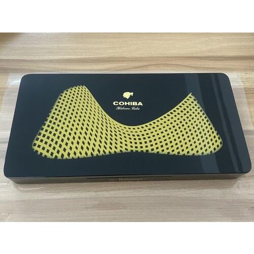 Luxury COHIBA Solid Wood Humidor Piano Finished Aluminum Cigar Tube Case Holder For 15 CTS