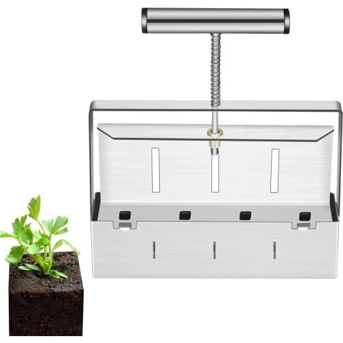 Handheld Soil Blocker Planting Soil Block Shaper with Dibbles Stainless Steel DIY Block Maker for Garden Seedling Period