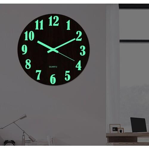 Luminous Wall Clock with Night Light Wooden Silent Clocks DIY Hanging Digital Wall Clocks For Living Room Bedroom Wall Art Decor