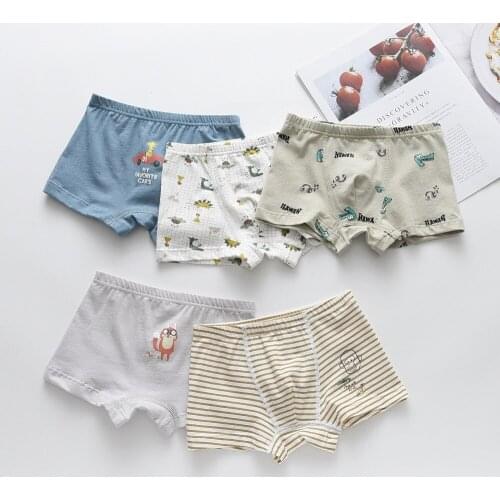 5Pcs/lot Girls Boys Cotton Boxer Briefs Girl Panties Boys Boxer Shorts Childrens Panties Kids Underwear For 2-14 Years BU072