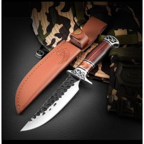 Outdoor Knife Damascus High Hardness Sharp Self-defense Multifunctional Military Field Climbing EDC Survival Knife Portable