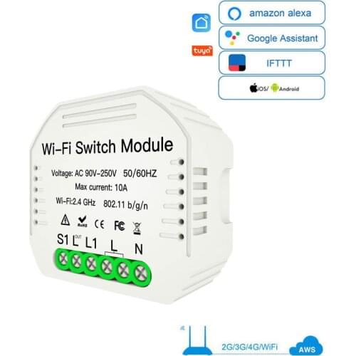 Wifi Smart Light Switch Universal Breaker Smart Life/Tuya APP Wireless Remote Control Work with Alexa Google Home DIY 1/2way