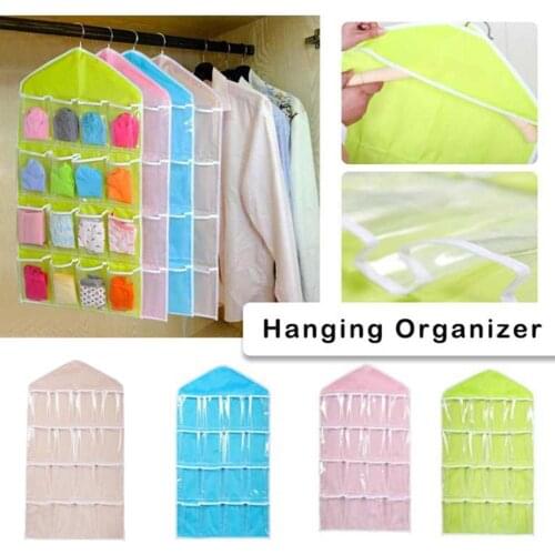16-Pocket Door Back Hanging Bag Socks Bra Underwear Hanger Clothing Storage Organizer