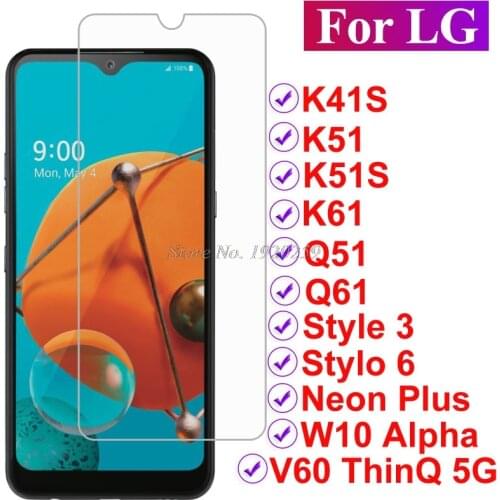 Tempered Glass For LG K41 K51 K61 Q51 Q61 Q92 V60 ThinQ W10 Alpha Protective Film LG Stylo6 Neon Plus Screen Protector Glass