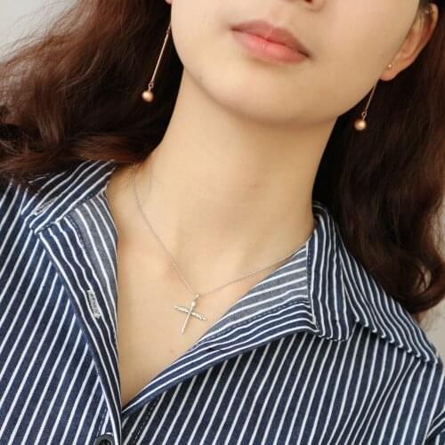 S925 pure silver rose earrings accessories line female irregular round pearl tassel earrings ears