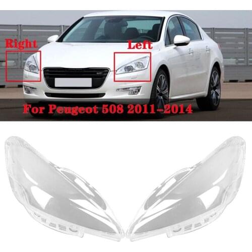1 Pair for Peugeot 508 2011-2014 Headlight Lens Cover head light lamp Transparent Lampshade Shell Glass Left+Right