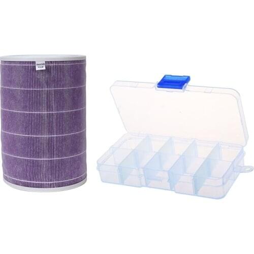 1Pcs Clear Compartments False Nail Art Tips Storage Box & 1Pcs Air Filter Cartridge Filter Elements