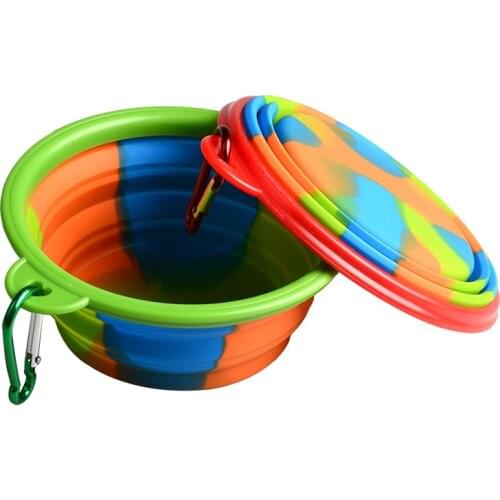 1pcs Folding Dog Bowl Outfit Portable Travel Bowl Dog Feeder Water Food Container Silicone Small Mudium Dog Pet Accessories