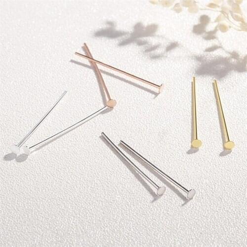 10pcs 20mm 30mm 40mm 925 Sterling Silver Head Pins Flat Head Pins T Shape Needles Ball Head Pins For DIY Jewelry Making