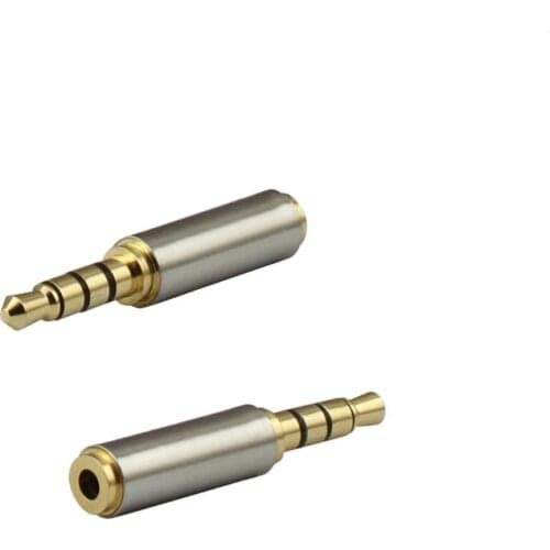 10pcs/lot Headphone Plug Golden Plated 4 Pole 3.5 mm Male to 4 Pole 2.5 mm Female Audio Adapter Converter