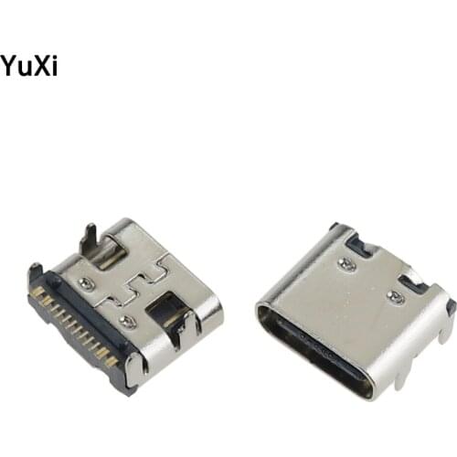 10pcs SMT USB 3.1 Type-C 16pin Female Connector Dock Jack For Mobile Phone Charging Port Socket 4 feet Plug USB-C Power Socket