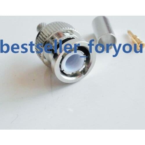 10X Brass BNC male plug crimp RG58 RG142 LMR195 RG400 cable straight RF Connector