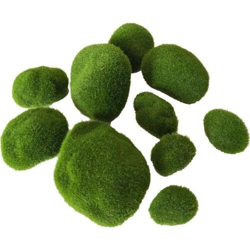 20pcs Artificial Plants Moss Rocks Decorative Green Moss Balls Home Arrangements DIY Craft Wedding Backdrop Wall Decoration