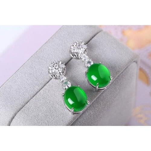 2020 Natural jade eardrop earrings earrings with 925 sterling silver gold jade silver drop earrings silver earring