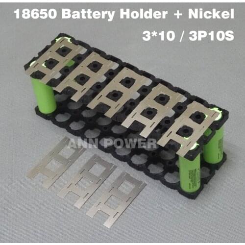 3*10 (3P10S) 18650 battery holder + 3P2S Nickel strip Used for 36V lithium ion battery pack 3*10 holder and 3*2 nickel belt