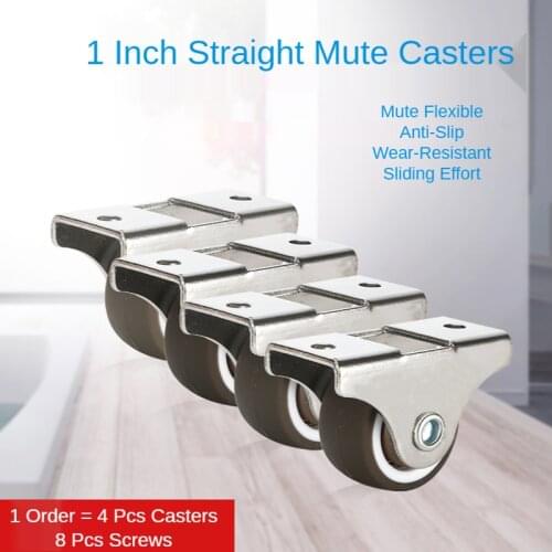 4 Pcs/Lot 1-inch Directional Wheel Drawer Small Pulley Bookcase Furniture Roller Soft Rubber Silent Universal